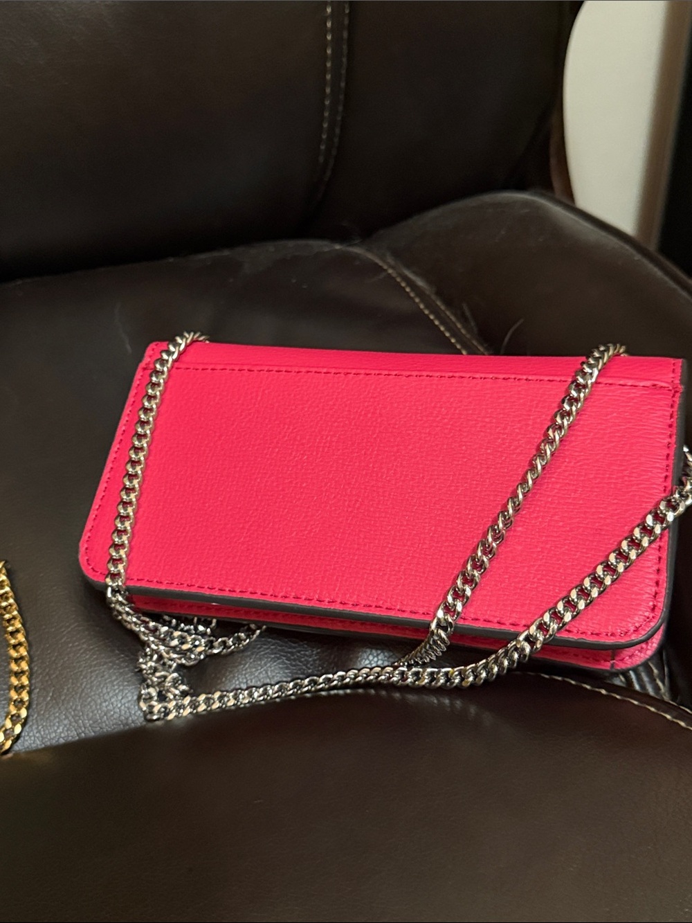 Karl Lagerfeld Hot Pink and Bright Yellow Chain Wallet Crossbody Set - Picture 5 of 9